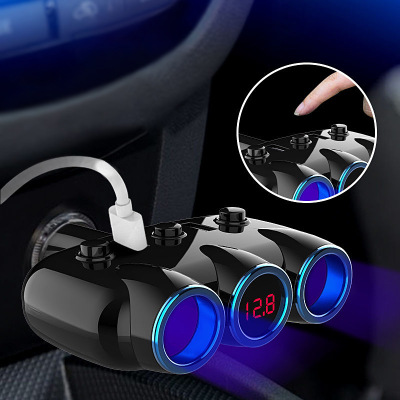 New Versatile Universal Digital Display One-to-Three Car Charger Cellphone Car Dual USB Cigarette Lighter Car Charger