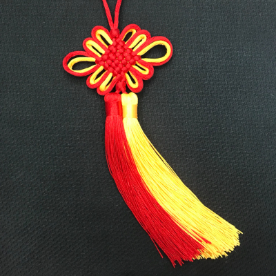 Small Chinese Knot Pendant No. 5 6 Plate Two-Color Knot Reddish Yellow Knot Wear Two-Color Tassel