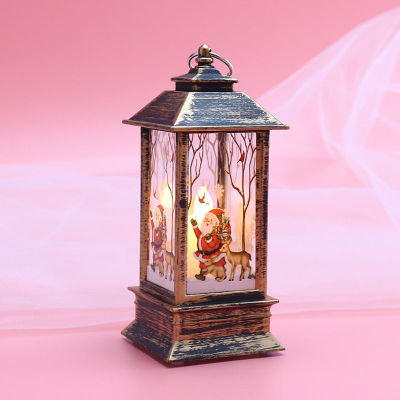 Christmas Flame Storm Lantern Resurrection Small Storm Lantern Christmas LED Luminous Ornaments Candlestick Lamp Ornament Decoration