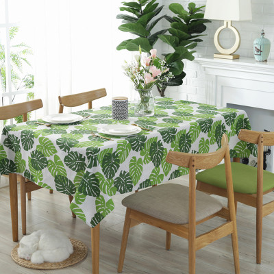Nordic Green Plant Cotton Linen Tablecloth Japanese Banana Leaf Printed Tablecloth Tablecloth Rectangular Coffee Table Cover Towel Monstera