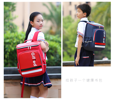 British Style Backpack Student Primary School Student Printed Letters Spine-Protective Backpack Travel New Schoolbag 2247