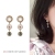 S925 Silver Needle New Retro Baroque Opal Stone Korean temperament hollow out flower Earrings
