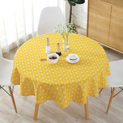 Nordic Polyester Cotton round Tablecloth Colorful Triangle Yellow Beige Gray Arrow Cotton and Linen Printed Tablecloth Tablecloth Customization