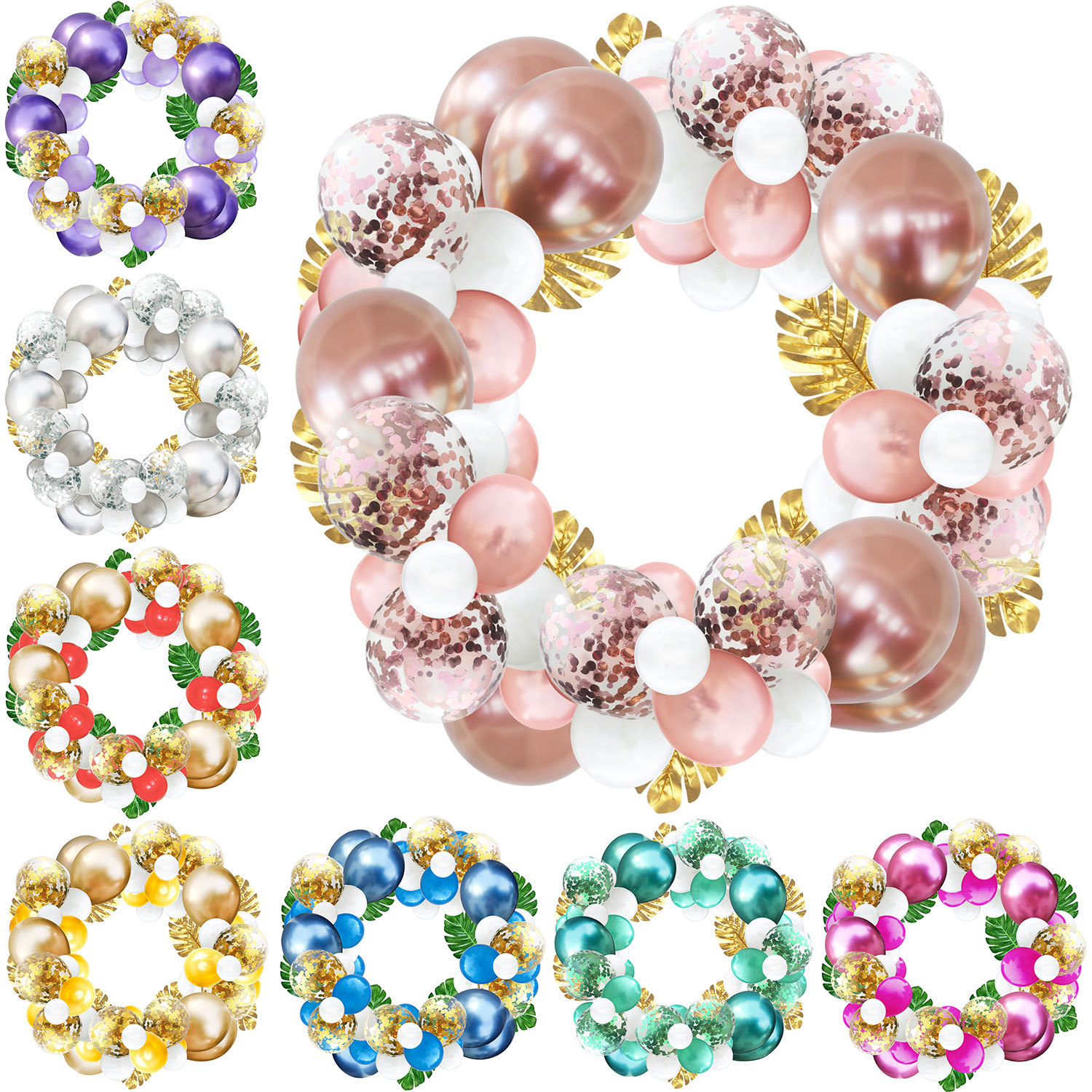 12寸乳胶金属气球 情人节生日开业花环气球浪漫婚礼婚房布置套装