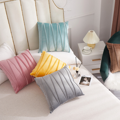 Nordic Velvet stripe Pillowcase Compression rope binding European-style sofa pillow Pillow Household Pillowcase 