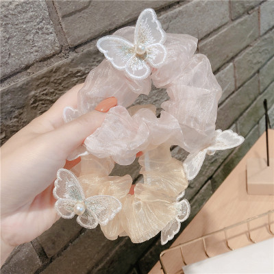 Korean Headwear Hair Accessories Spring and Summer Butterfly Chiffon Fairy Does Not Hurt Hair Large Intestine Ring Hair Ring Students' Hair Accessories