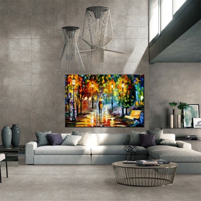 Modern Home Living Room Sofa Background Half Painted Oil Painting Walking In The Rain Office Coffee Shop Wall Painting
