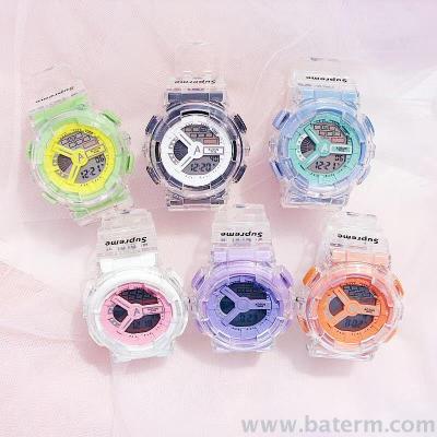 Color transparent INS wind multi-function waterproof unicorn watch electronic watch original fashion trend student watch