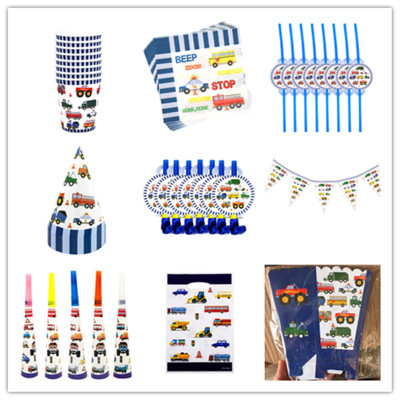 Factory Direct Sales Engineering Vehicle Excavator Party Supplies Car Paper Tray Paper Cup Children's Daily Necessities