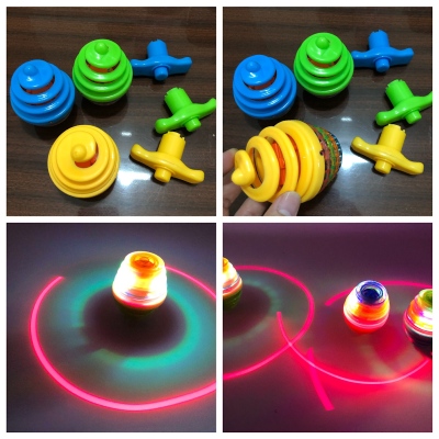 Wood-like Gyro Toy Rotating Flash Colorful Music Light-Emitting Gyro Transmitter Children Boys Gyro Wholesale