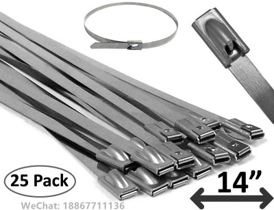 14 \\ \"stainless steel cable straps - 100 self - locking metal white steel straps fixing seat fastener clip clasp