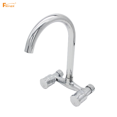 FIRMER high quality brass hot and cold double handle wall mounted kitchen faucet 