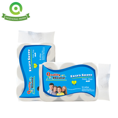 Hezhong Manufacturers Customize 6 Rolls of American and African Foreign Trade Export Toilet Paper Hollow-Core Sanitary Roll Paper for Business