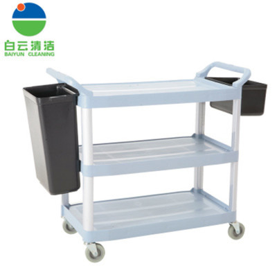 Baiyun Cleaning Af08162a with Barrel Multi-Purpose Three-Layer Trolley Dining Tray Cart Hotel/Restaurant