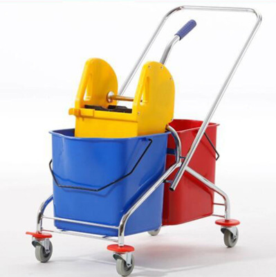 Baiyun Cleaning Af08072 Hotel Double Barrel Water Squeezing Bucket Hand Pressure Mop Squeeze Water Truck Mop Bucket Large Cleaning Bucket