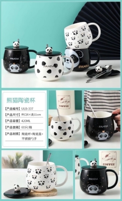Panda Mugs for Cartoon children with a lid Cute mugs for men and women