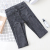 South Korea Autumn Smoke Gray knee hole jeans female tight small feet nine minute pants 304#