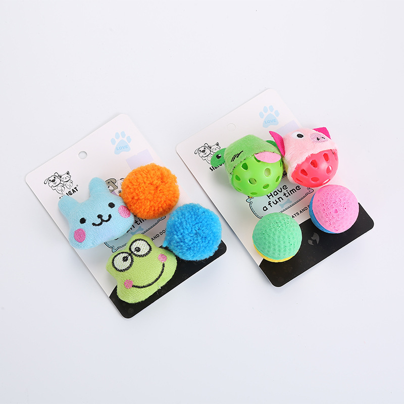 宠物猫玩具猫薄荷毛绒铃铛球组合套装silicat纸卡现货批发跨境