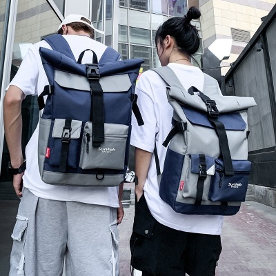 Foreign trade backpack Korean version of bucket roll cool University men and women Large Capacity Travel lovers bags