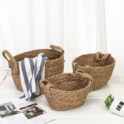 Nordic Straw Baskets Portable Woven Basket Living Room Home Straw Woven Storage Basket Green Plant Decoration Flowerpot