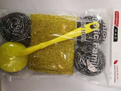 Washing King Steel Wire Ball Steel Wire Brush with Plastic Handle Kitchen Cleaning Supplies