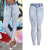 American Hot Style Women's Snowflake Washing Water Elastic waist slim feet jeans pants medium high waist pencil pants