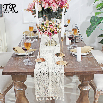 Classical Nordic Ins Lace Dining Table Table Runner Weave Vintage Korean Table Runner Tea Table Flag Fabrics Tablecloth Bed Runner