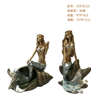 Resin European-Style American-Style Simple Retro Mermaid Decoration Creative Living Room Cabinet TV Cabinet Decoration Gift