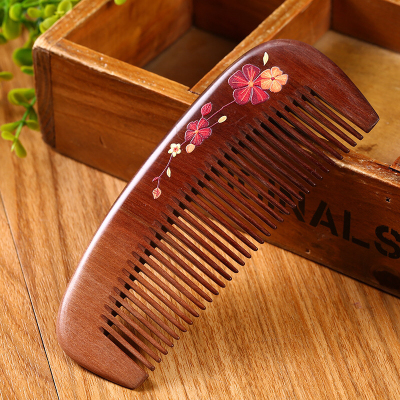 Factory Direct Sales Painted Mandarin Duck Wooden Comb Natural Log Handmade Folk Crafts Classical Crafts