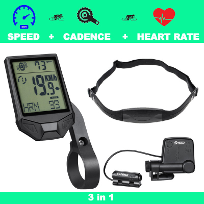 BC335 Bicycle meter large screen wirelesspedal frequency heart rate three-in-one odometer Bicycle speedometer step meter