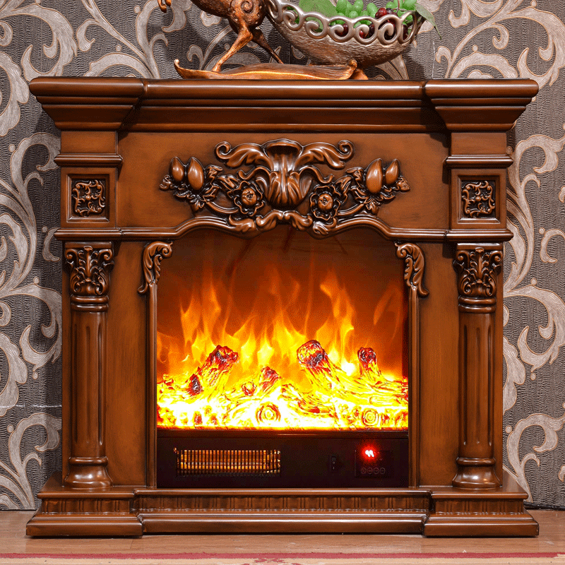 1.2m Solid wood American electric fireplace decorated white TV fireplace cabinet Roman column fireplace