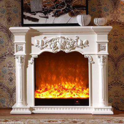1.2m Solid wood American electric fireplace decorated white TV fireplace cabinet Roman column fireplace