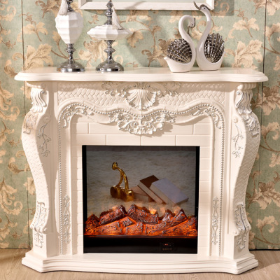 European carved fireplace simulation fire heating fireplace core American solid wood 1.5 meters mantel TV cabinet