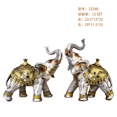 Creative Resin Chinese Thai Auspicious Lucky Lucky Elephant Couple Elephant Decoration Modern Soft Decoration Craft Gift