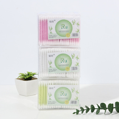 Spot double-headed box cotton stick bamboo stick cotton swab square box disposable cleaning cotton stick