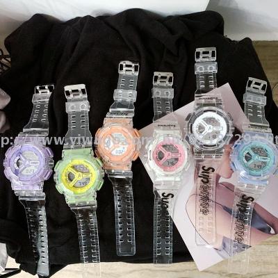 New Korean transparent color sports electronic watch waterproof fashion multi-functional student watch