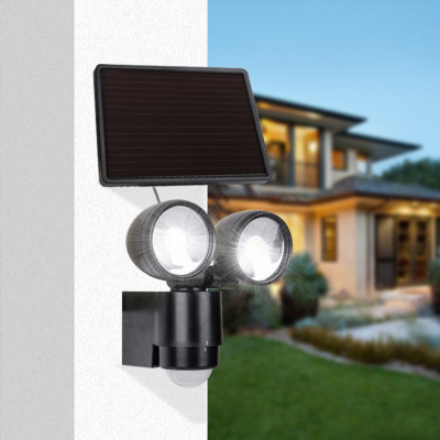 LED single and double head infrared sensor lamp outdoor waterproof courtyard lamp solar body sensor lamp