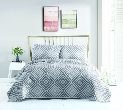 Hot style spring and summer yarn-dyed polyester cotton jacquard bedding three-piece set summer quilt cushion