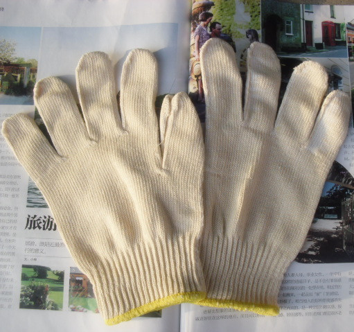 批发劳保手套棉纱耐磨线手套本白十针细纱手套全棉线尼龙混纺新品