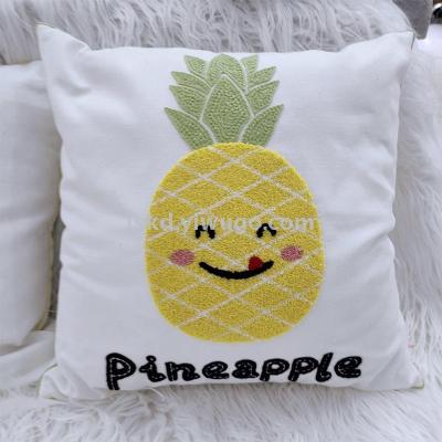 An Ins style Cartoon fruit design pillow for cushion on cotton embroidery pattern between the head of the back