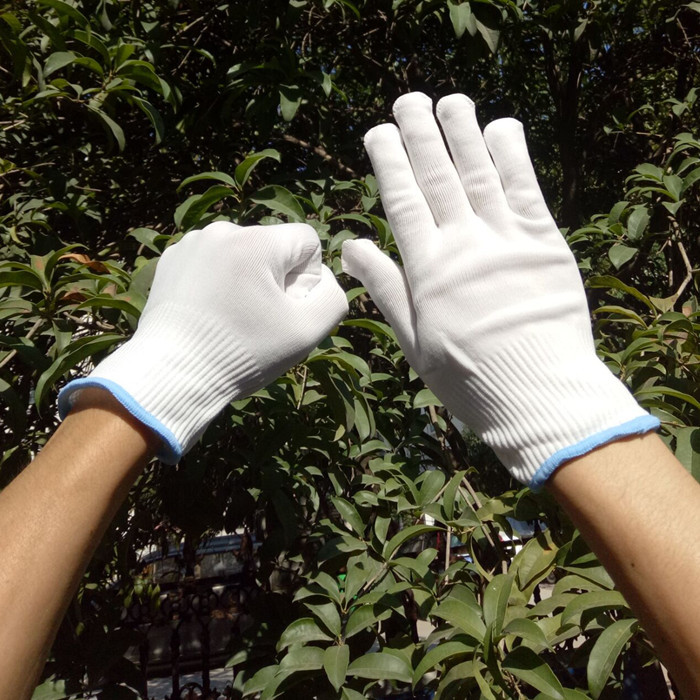 厂家直销1级防割手套涤沦尼龙13针白色无尘防静电劳保木工手套男