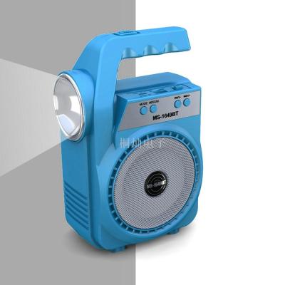MS full-plastic 3-inch seven-color Bluetooth card speaker outdoor radio portable card portable stereo with flashlight