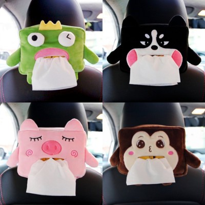 Cartoon Tissue Dispenser Clip/Elastic Creative Automotive Sun Louver Tissue Box Hanging Car Chair Back Tissue Box