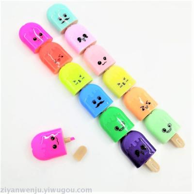 Ice cream lollipop creative highlighter can be printed LOGO cartoon shape candy color student key marker pen HM503