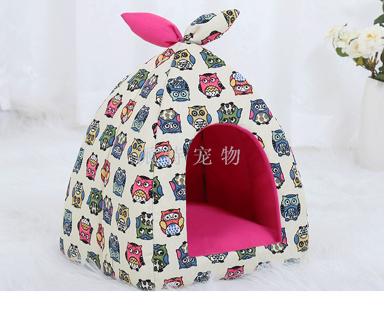 New PET supplies owl print canvas cat and dog tent Teddy Guest pet Kennel Custom Made
