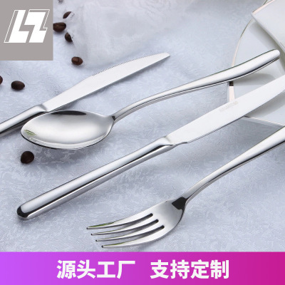Factory 201 Stainless Steel Square Design Knife, Fork and Spoon Three-Piece Set Lengthen and Thicken Tableware Creative Gift Set