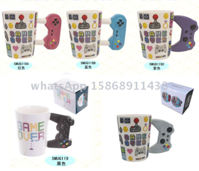 Creative ceramic Cup game controller Ceramic Cup painted 3D handle cup mug crafts gifts