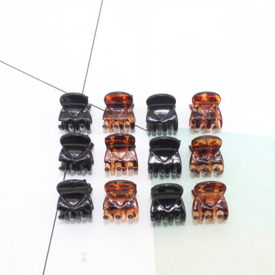 Children's Glossy Mini Black Coffee Color Grip Frosted Small Claw Clip Top Side Clip Headdress Korean Hair Accessories