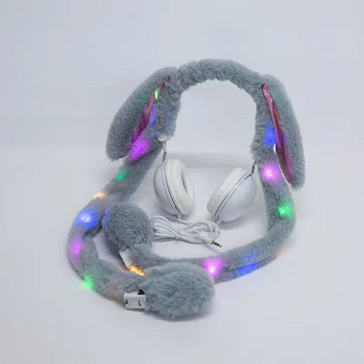 Douyin hot style luminous rabbit earphone plug cute earphone