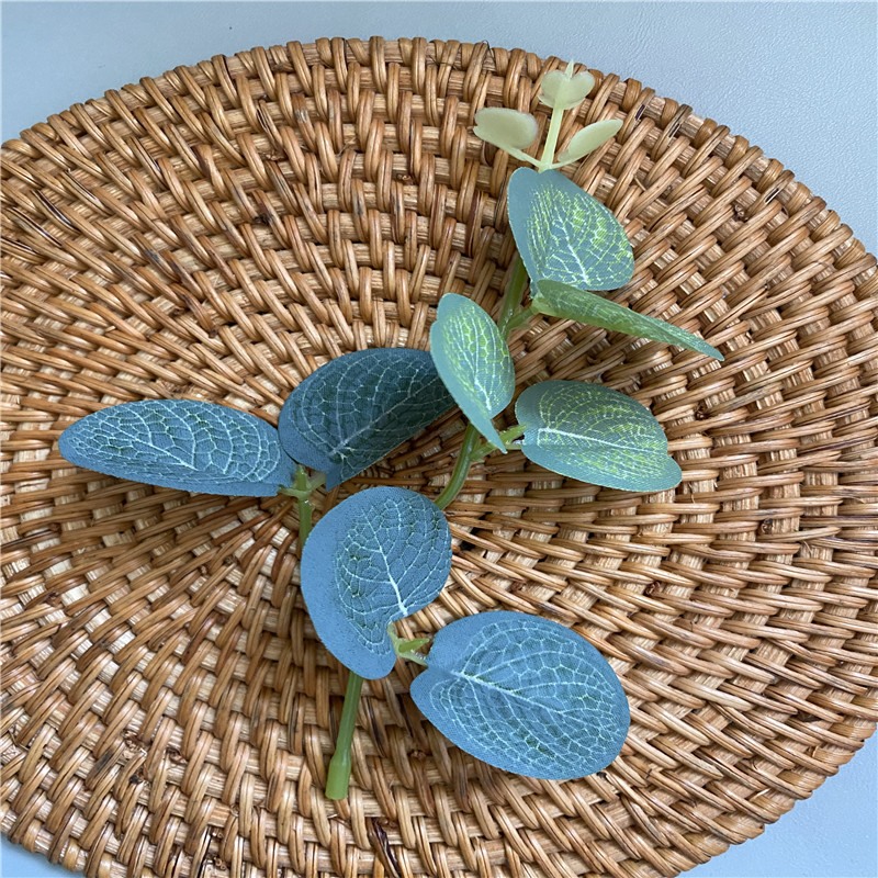 地摊热卖单支尤加利金钱枝叶仿真植物墙花墙配件批发DIY婚庆居家